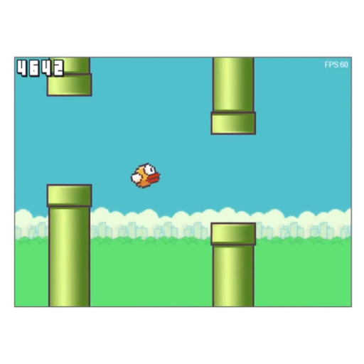 Flappybird Bot in action, navigating between green pipes